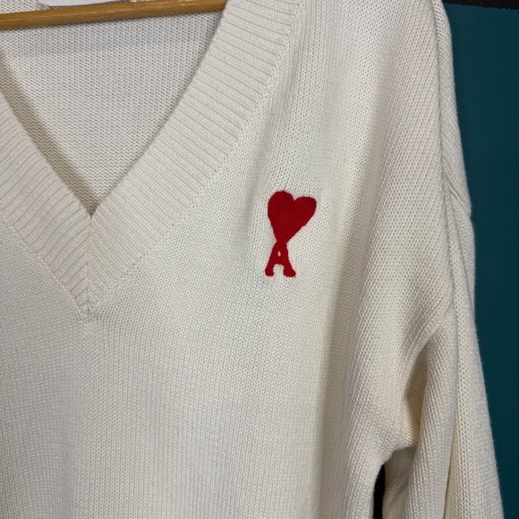 Ami Cream Knit Cotton Wool blend Sweater - Picture 4 of 16